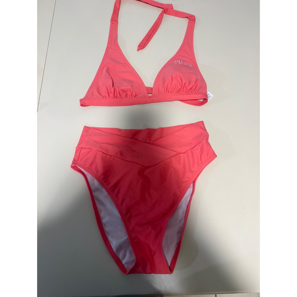 Salt Life Womens Coral Pink High Waisted Bikini Set Go With The Flow Large